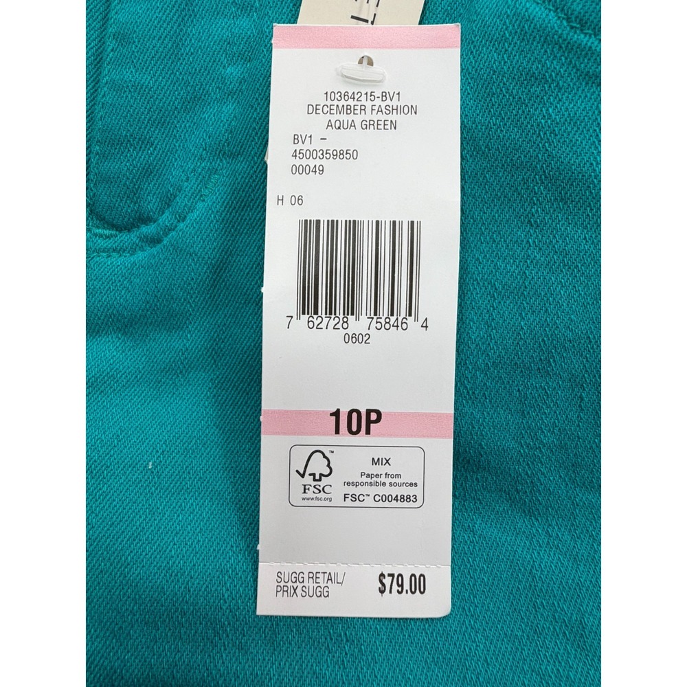 Jones New York Sport Petite Pants Aqua Green Rhinestone Stretch NWT | Womens 10P - Picture 6 of 15